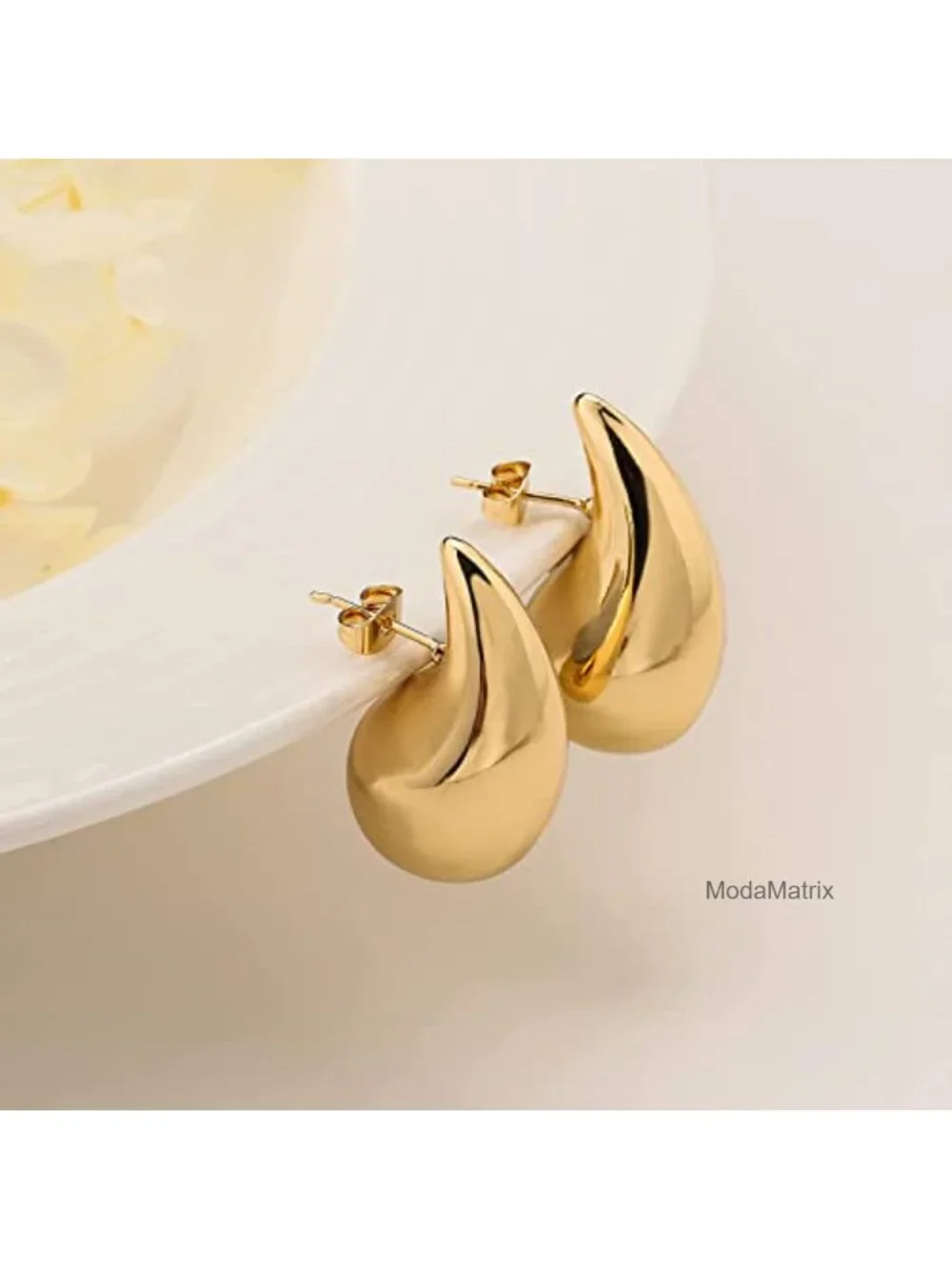 Gold Chunky Hoop Earrings Dangle Earring Water Drop Hypoallergenic